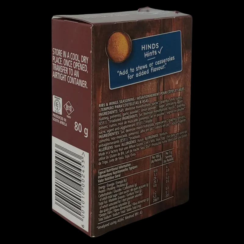 Seasoning Ribs & Wings 80g Hinds x 1 - 6001010002453 (#2)