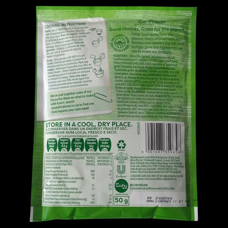 Soup 50g Knorr Beef & Onion x 1 - 6001087359658 (#2)