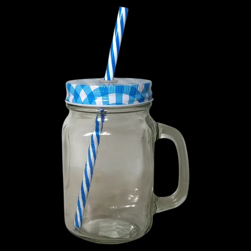 Glass Mason Jar & Straw x 1 - 6900202300592 (#1)