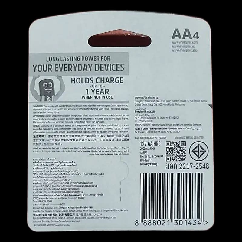 Batt. Energizer Recharge AA 4P x 1 - 8888021301434 (#1)